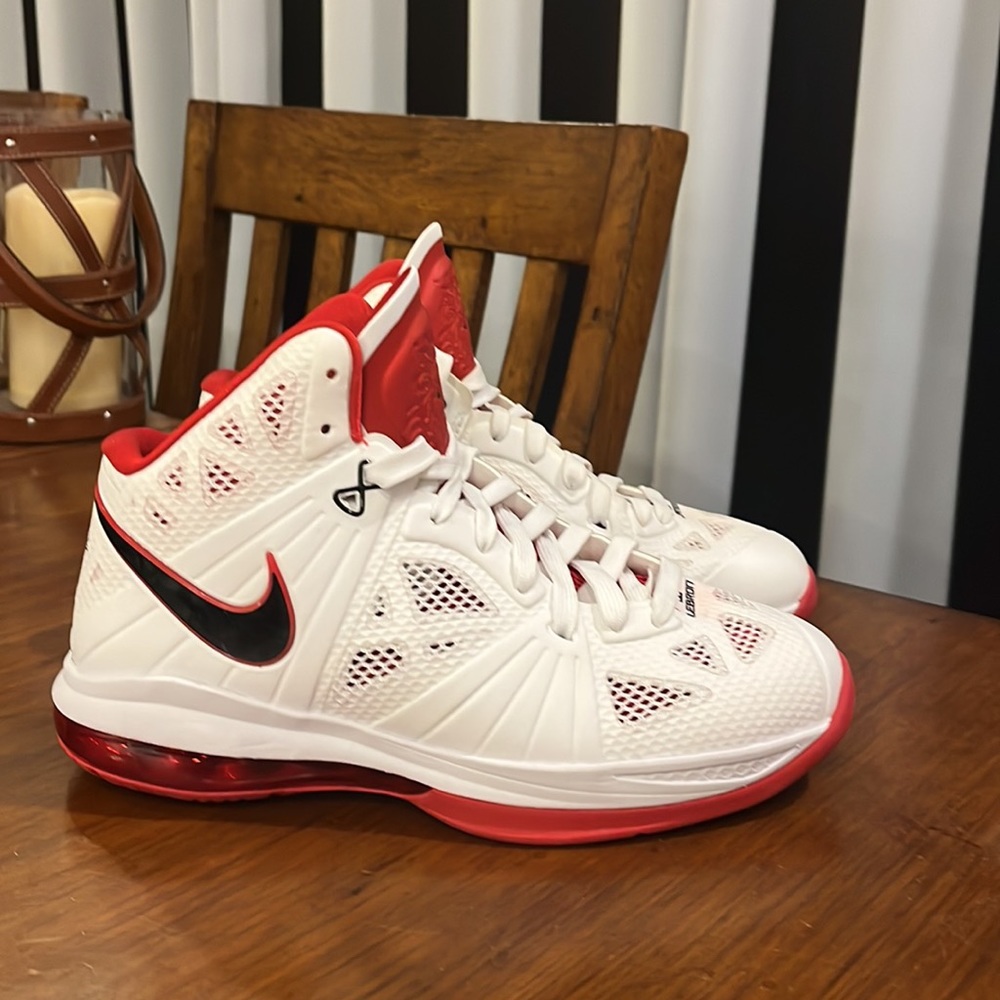 Nike Lebron 8 P.S. Shoes Sneakers 441946 100 white red Mens Size 7.5 - Picture 3 of 16